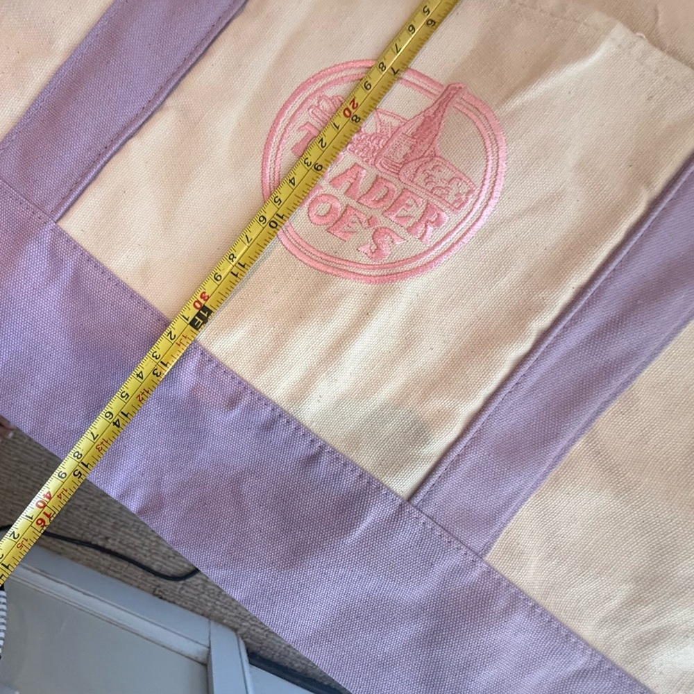NWT Trader’s Joe’s Cream and Lavender Canvas Large Tote Bag - Picture 8 of 8